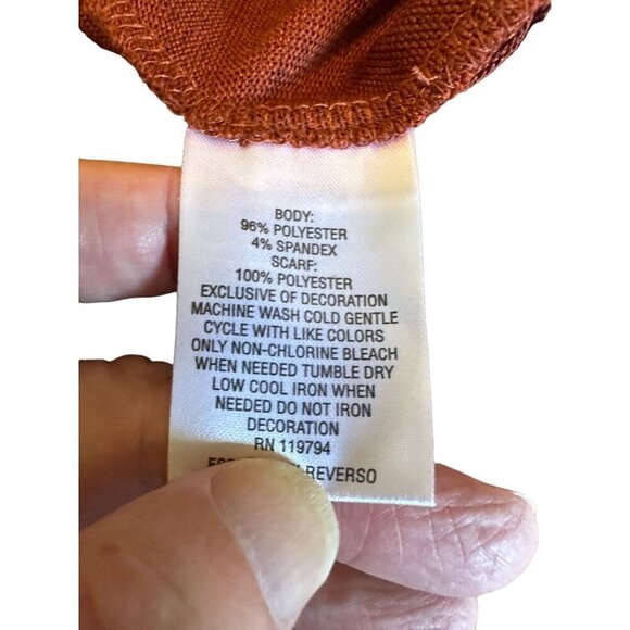 Style & Co Womens Plus Size 3X Rust Tunic Top Removable Fringe Scarf Stretch NEW - Picture 8 of 11